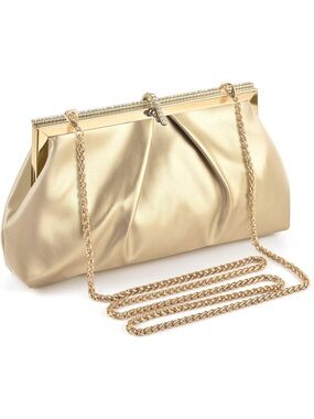 〽️ Women's Gold Pu Leather Clutch Purses Formal Evening Imported Shoulder Bag